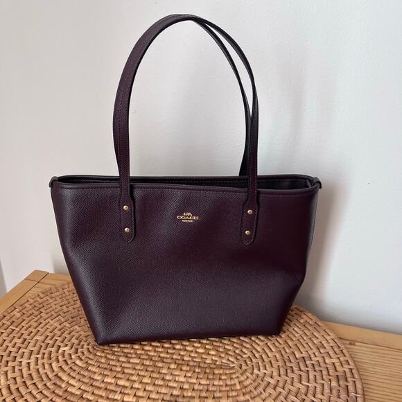 COACH Mini City Zip Tote Leather Purse Oxblood 22967 - Picture 1 of 8